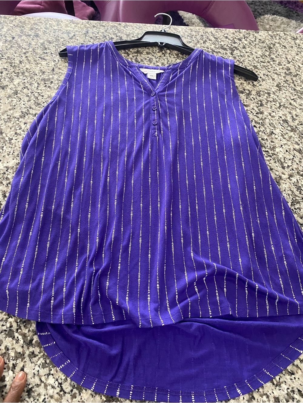 Premise Purple Metallic-Striped Sleeveless Tank